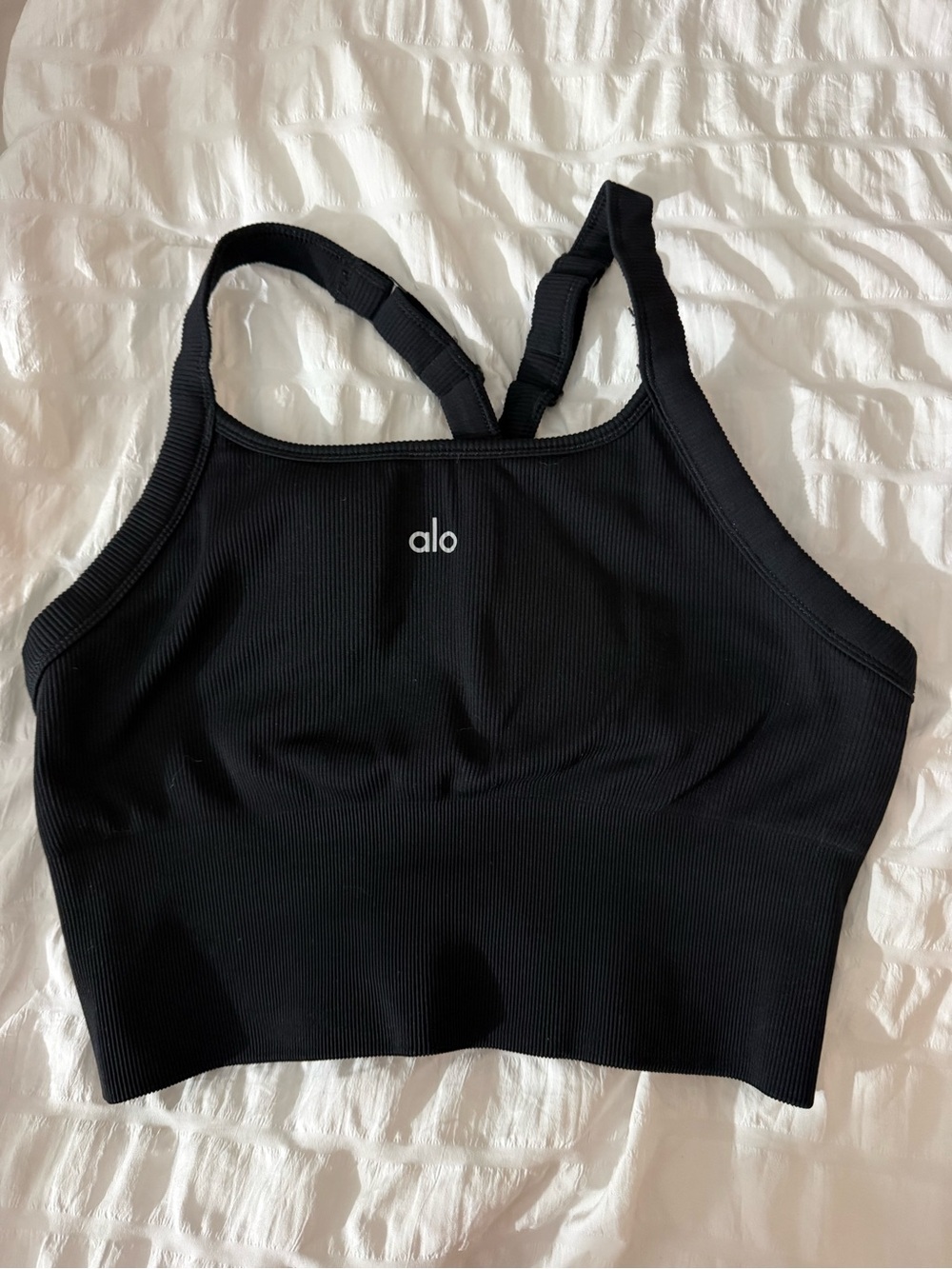 ALO Yoga Black Ribbed set size medium